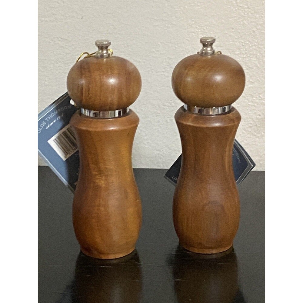 OLDE THOMPSON Pepper or Salt Mill Avery Acacia Wood 6.5 in. NEW Set of 2